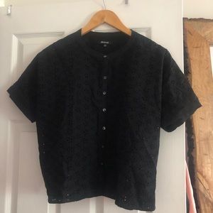 Madewell Black Eyelet Shirt Medium
